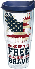 Tervis Made in USA Double Walled Home of the Free Because of the Brave Insulated Tumbler Cup Keeps Drinks Cold & Hot, 24Oz, Clear Home & Garden > Kitchen & Dining > Tableware > Drinkware Tervis Classic 24oz 