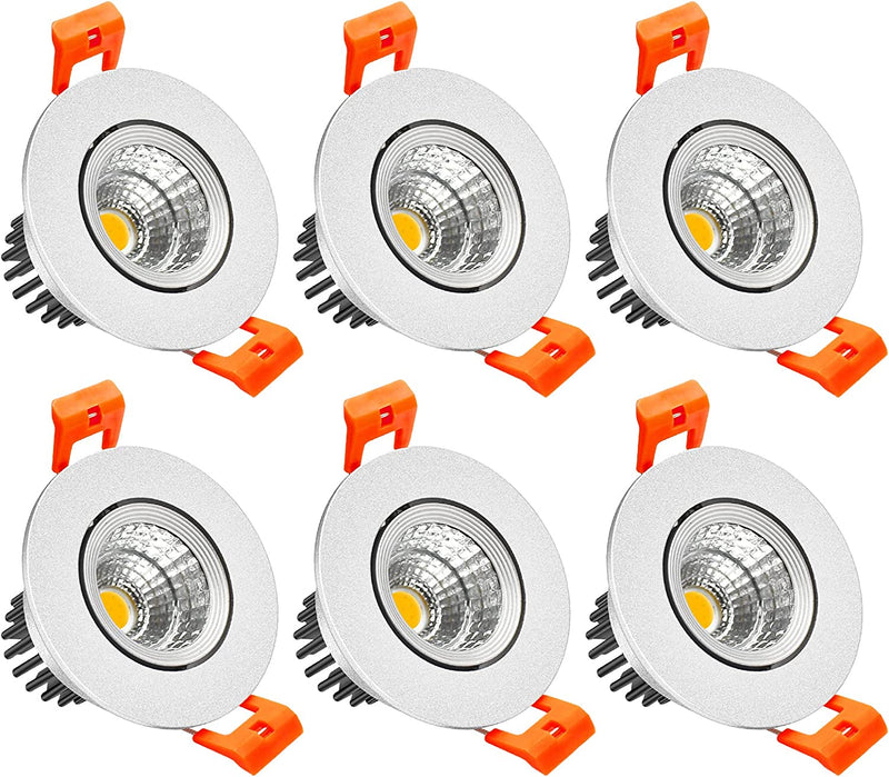 Inshareplus 2 Inch LED Downlight, 3W Recessed Lighting COB Dimmable, 5000K Daylight White, CRI80, LED Ceiling Lights with LED Driver, 6 Pack Home & Garden > Lighting > Flood & Spot Lights inShareplus Daylight white Silver 