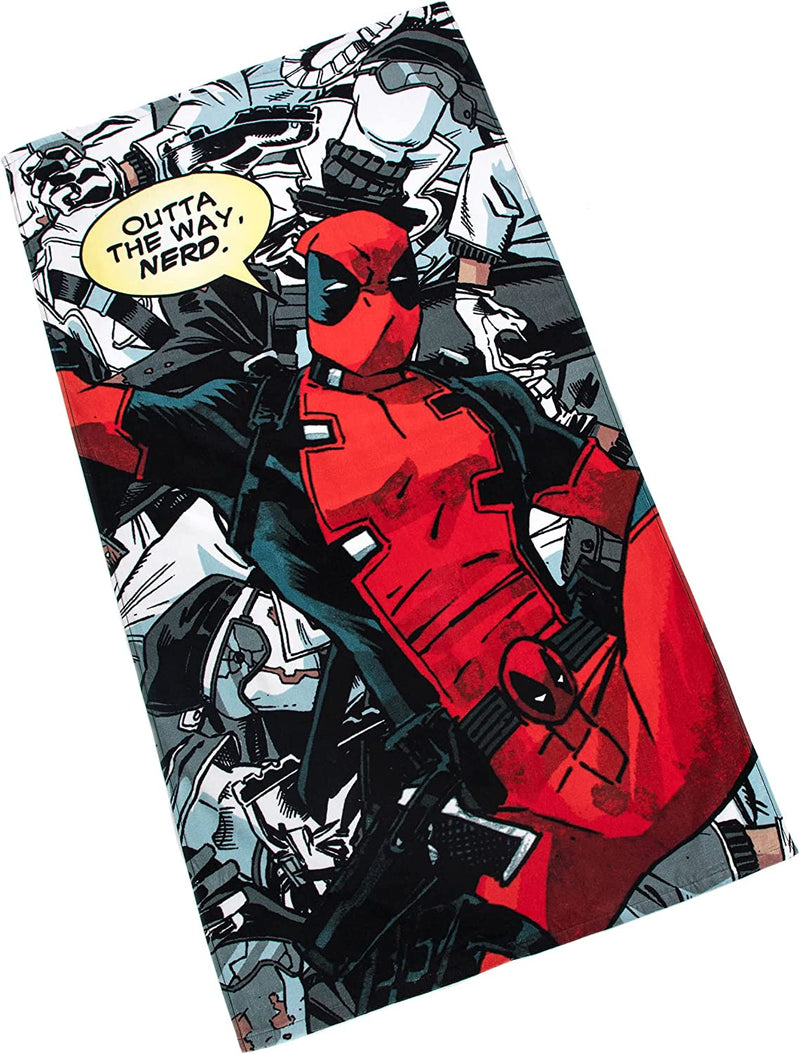 Jay Franco Marvel Deadpool Outta Here Large Bath/Pool/Beach Towel - Super Soft & Absorbent Fade Resistant Cotton Towel, Measures 34 X 64 Inches (Official Marvel Product)