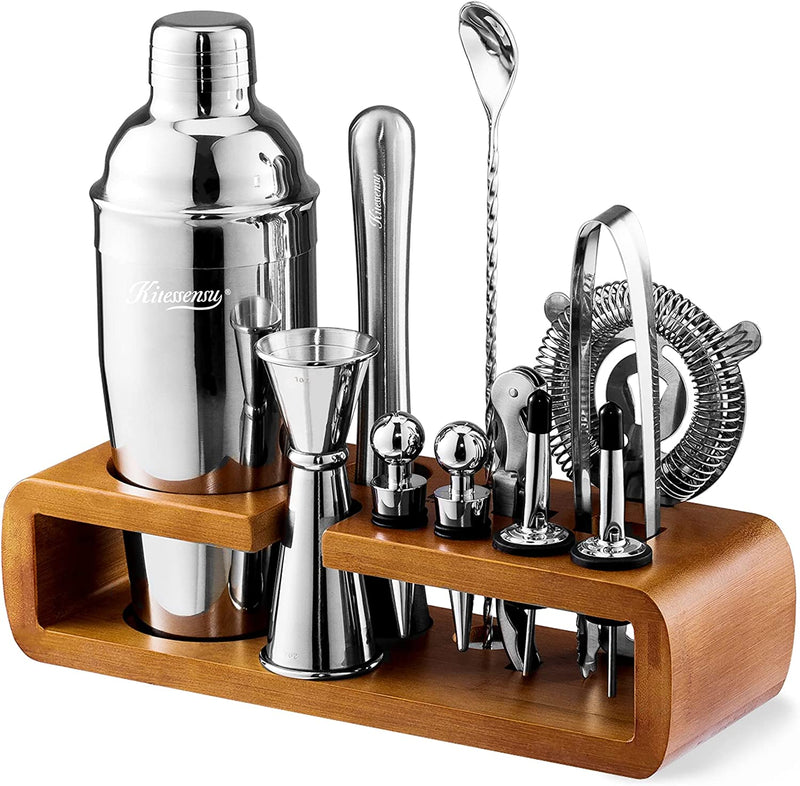 KITESSENSU Mixology Bar Kit with Stand | Complete 11-Piece Cocktail Shaker Set Bar Set for Inspired Drink Mixing Experience | Bartender Accessories for Home Bar Tools Set with Recipes Booklet Home & Garden > Kitchen & Dining > Barware KITESSENSU 11 Cobbler 