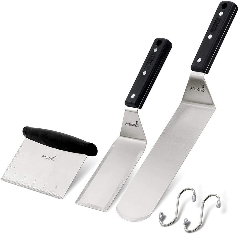 Professional Metal Spatula Set - Stainless Steel Spatula and Griddle Scraper - Heavy Spatula Griddle Accessories Great for Cast Iron Griddle BBQ Flat Top Grill - Commercial Grade Home & Garden > Kitchen & Dining > Kitchen Tools & Utensils Anmarko ABS plastic handle set  