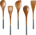 Folkulture Wooden Spoons for Cooking Set for Kitchen, Non Stick Cookware Tools or Utensils Includes Wooden Spoon, Spatula, Fork, Slotted Turner, Corner Spoon, Set of 5, 12 Inch, Acacia Wood, White Home & Garden > Kitchen & Dining > Kitchen Tools & Utensils Folkulture Gray  