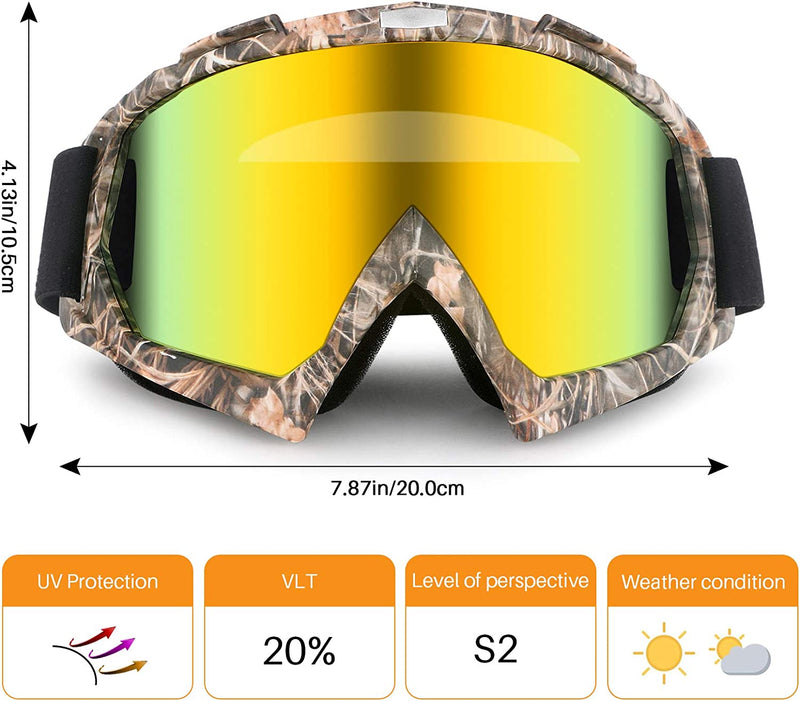 Motorcycle Goggles ATV Dirt Bike anti Scratch Motocross UV400 Protect Bendable Eyewear off Road Dust Proof anti Fog Riding Goggles with Adjustable Strap &Color Lens (Maple Grey) Sporting Goods > Outdoor Recreation > Cycling > Cycling Apparel & Accessories GGBuy   