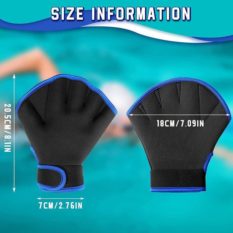 2 Pairs Swimming Aquatic Gloves Hand Swim Training Gloves Pool Swimming Gloves for Men Women Aquatic Fitness Water Resistance Webbed Gloves Water Aerobic Equipment for Adult Exercise, Blue, Black Sporting Goods > Outdoor Recreation > Boating & Water Sports > Swimming > Swim Gloves Tarpop   