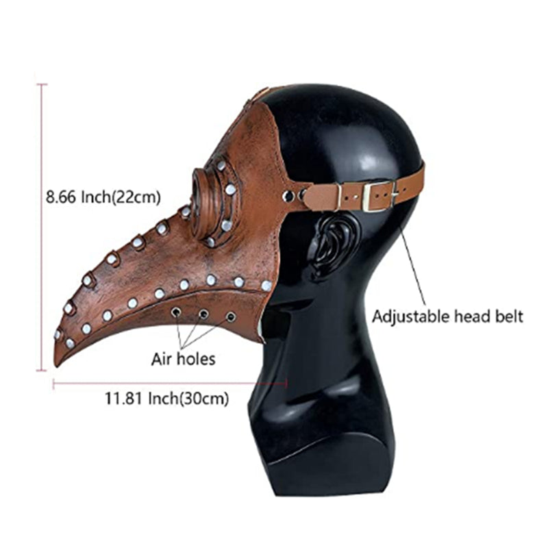 Plague Doctor Mask Steampunk Bird Mask Long Nose Beak for Cosplay Party Carnivals Masquerades Punk Parties（Brown）