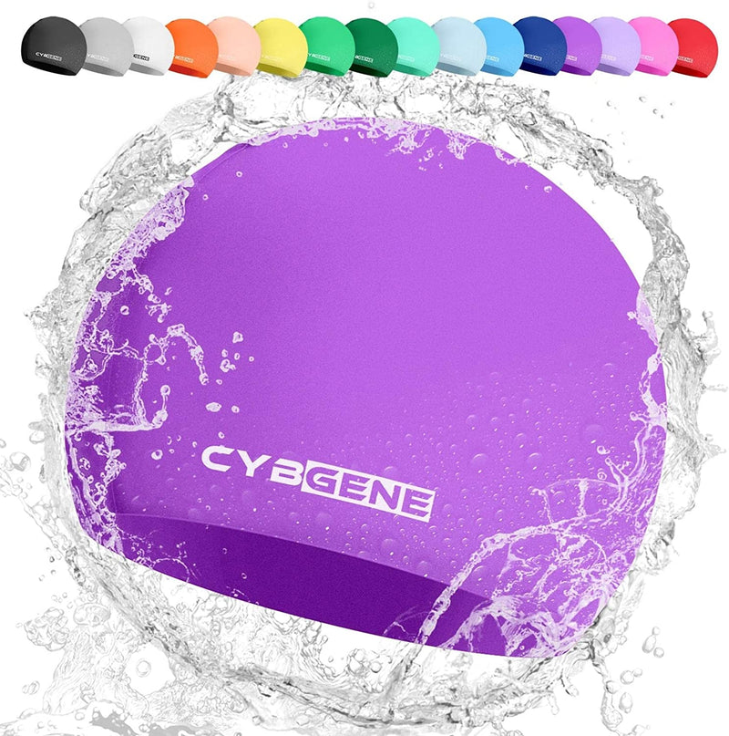 Cybgene Silicone Swim Cap, Unisex Swimming Cap for Women and Men, Comfortable Bathing Cap Ideal for Short Medium Long Hair Sporting Goods > Outdoor Recreation > Boating & Water Sports > Swimming > Swim Caps CybGene Dark Violet Large (Suggest>10 years) 