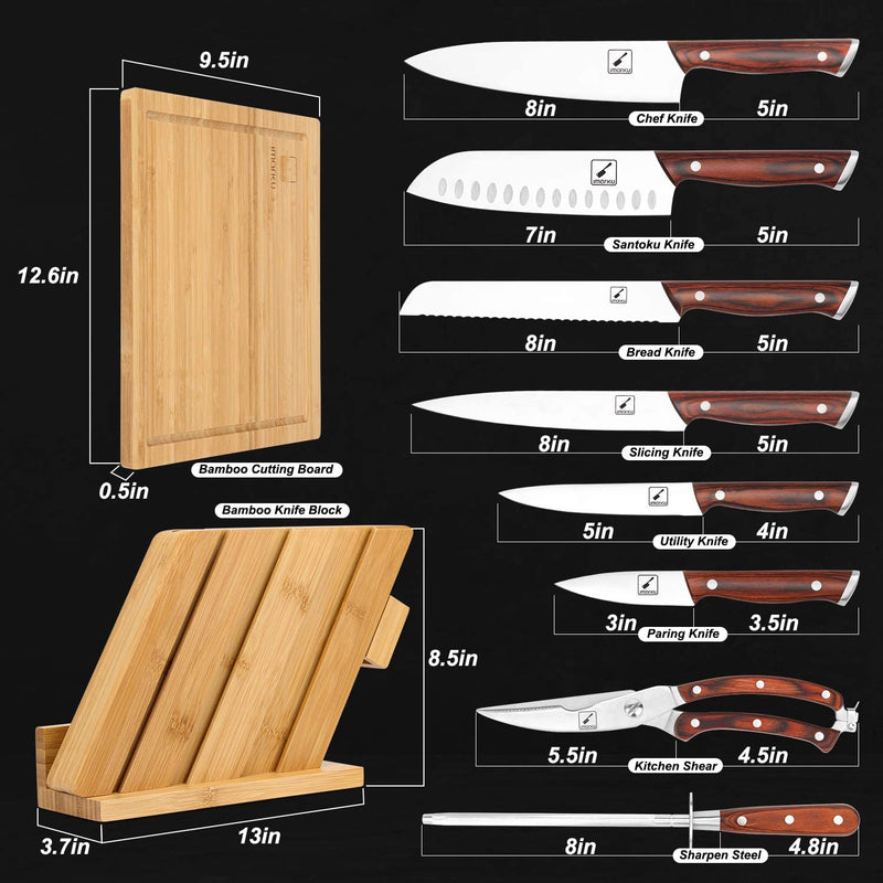 Knife Set, Imarku Kitchen Knife Set for Kitchen with Block, 10 Piece Knife and Cutting Board Set with Block, Japanese Chef Knife Set Professional Knives Set for Kitchen, Christmas Gifts Home & Garden > Kitchen & Dining > Kitchen Tools & Utensils > Kitchen Knives imarku   