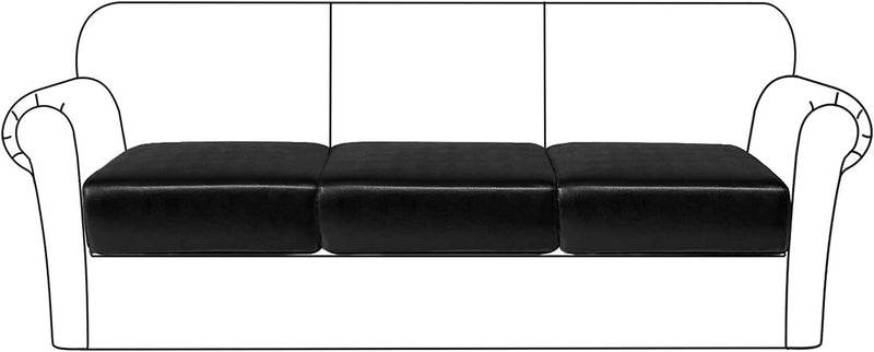 PU Leather Sofa Cushion Covers Sofa Seat Slipcover with Elastic Bottom Waterproof Furniture Protector for Children,Pet , Set of 3 (3 Pieces, Chocolate) Home & Garden > Decor > Chair & Sofa Cushions NC HOME Black 3 Pieces 
