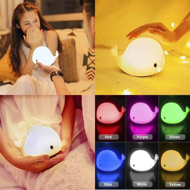 Cute Whale Night Light for Kids,Kawaii Baby Night Light with 7 LED Colors Changing,Tap Control Nursery Squishy Night Lamp,Usb Rechargeable,Birthday Gifts for Baby,Girls,Boys,Toddler,Children-Ourry Home & Garden > Lighting > Night Lights & Ambient Lighting OURRY   