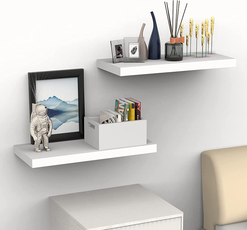 INHABIT UNION White Floating Shelves for Wall-24In Wall Mounted Display Ledge Shelves Perfect for Bedroom Bathroom Living Room and Kitchen Decoration Storage Furniture > Shelving > Wall Shelves & Ledges INHABIT UNION   