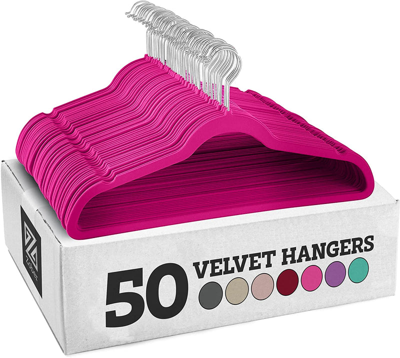 Zober Velvet Hangers 50 Pack - Black Hangers for Coats, Pants & Dress Clothes - Non Slip Clothes Hanger Set W/ 360 Degree Swivel, Holds up to 10 Lbs - Strong Felt Hangers for Clothing Sporting Goods > Outdoor Recreation > Fishing > Fishing Rods ZOBER Pink 50 Pack 