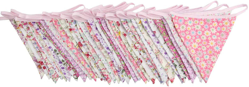 10M/32Ft Triangle Bunting Banner, 36 Pcs Cotton Fabric Flags Pennant Garlands for Birthday Party, Wedding, Baby Shower, Outdoor and Home Decorations (Pink) Home & Garden > Decor > Seasonal & Holiday Decorations DAFEN   