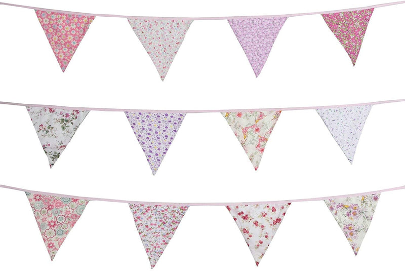 10M/32Ft Triangle Bunting Banner, 36 Pcs Cotton Fabric Flags Pennant Garlands for Birthday Party, Wedding, Baby Shower, Outdoor and Home Decorations (Pink) Home & Garden > Decor > Seasonal & Holiday Decorations DAFEN   
