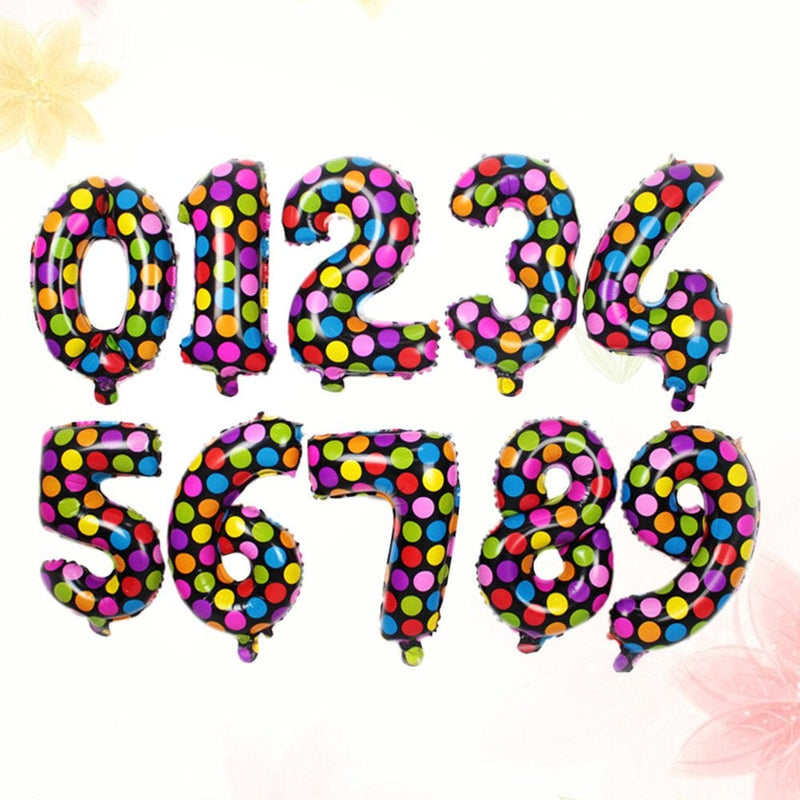 10Pcs 16 Inch Colorful Polka Dot Number Aluminum Foil Balloons Birthday Party Wedding Decor Air Baloons Event Party Supplies (0-9 Arts & Entertainment > Party & Celebration > Party Supplies FRCOLOR   