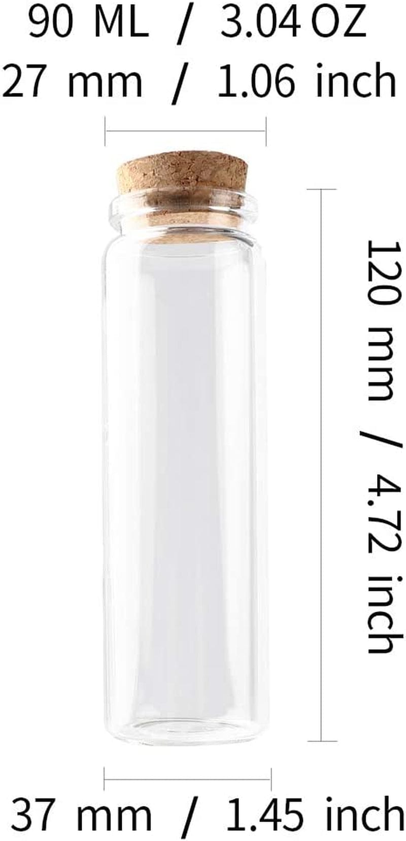 10Pcs 90Ml Glass Bottle Cork Mini，Essential Oil Storage Bottles（3 Oz-1.45X4.72 Inch） Home & Garden > Decor > Decorative Jars JIUYUE   