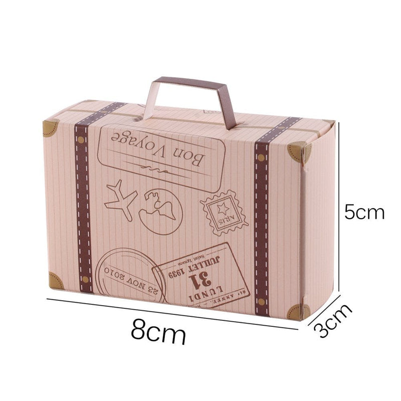 10Pcs/Lot DIY Travel Paper Box Vintage Mini Suitcase Candy Box Sweet Bags for Wedding Favor Gifts Decoration Event Party Supplies