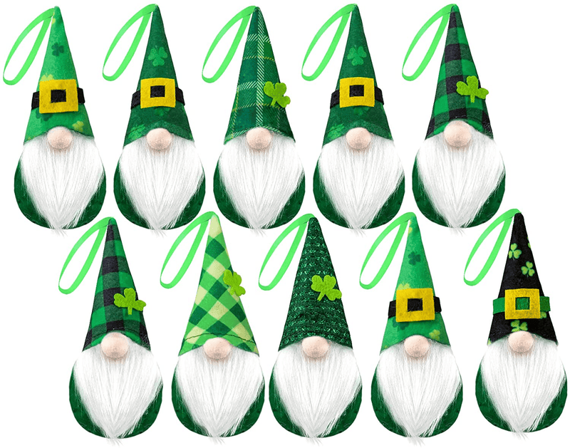 10Pcs St. Patricks Day Decorations Hanging Gnomes Ornaments Gift Shamrock Leprechaun Elf Shaped Tree Hanging St.Patricks Gnome Supplies for Irish Saint Patty¡¯S Day Party Home Decor Arts & Entertainment > Party & Celebration > Party Supplies Roberly   