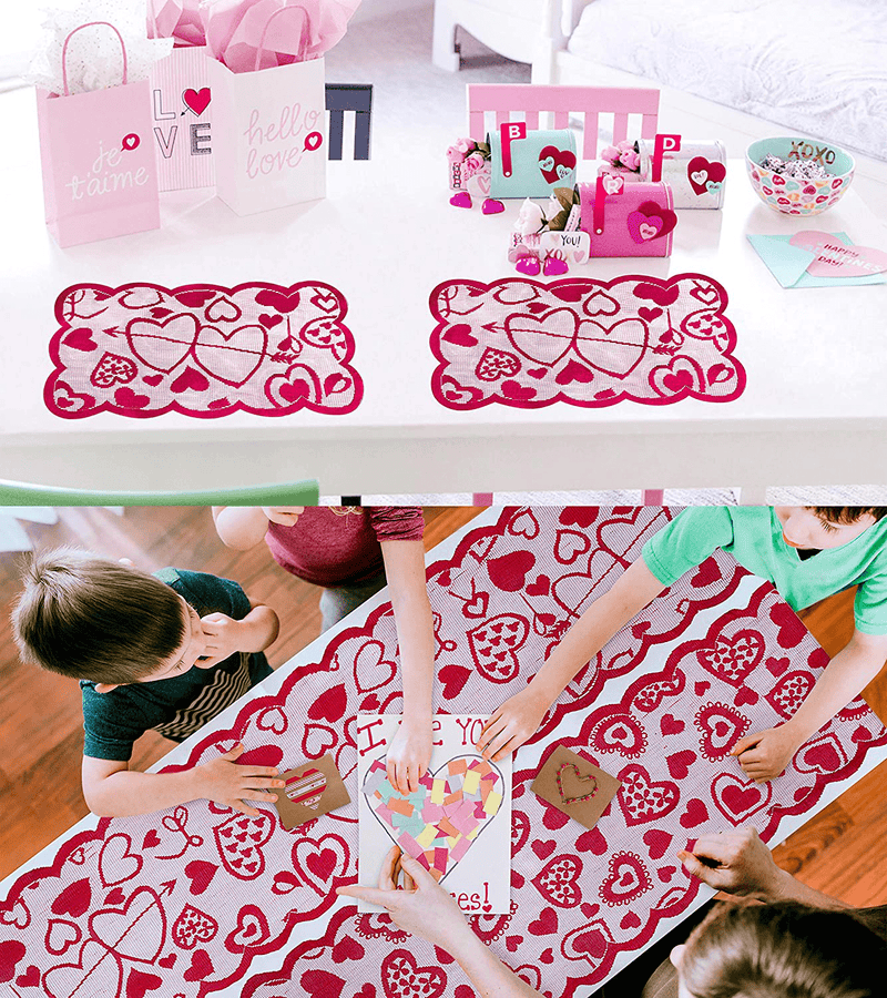 10PCS Valentines Day Decorations Table Runners Placemats Romantic Lace Heart Centerpieces Wedding Party Decor Supplies Home & Garden > Decor > Seasonal & Holiday Decorations 90shine   