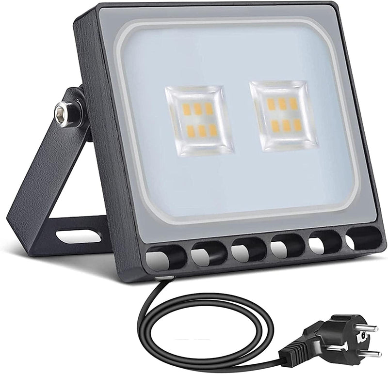 10W LED Flood Light Outdoor, Super Brights outside Floodlights with Plug, 3000K Daylight Warm White Security Light with Plug, IP65 Waterproof Exterior Security Lights for Yard Stadium Lawn Barn Home & Garden > Lighting > Flood & Spot Lights Houssem Warm White 10W 