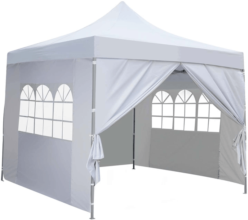 10x10 Ft Outdoor Pop Up Canopy Tent with 4 Removable Side Walls Instant Gazebos Shelters White Home & Garden > Lawn & Garden > Outdoor Living > Outdoor Structures > Canopies & Gazebos outdoor basic White  