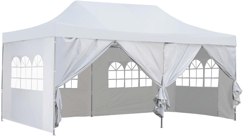 10x20 Ft Pop up Canopy Party Wedding Gazebo Tent Shelter with Removable Side Walls White Home & Garden > Lawn & Garden > Outdoor Living > Outdoor Structures > Canopies & Gazebos outdoor basic White with 6 Sidewalls  