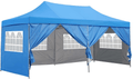 10x20 Ft Pop up Canopy Party Wedding Gazebo Tent Shelter with Removable Side Walls White Home & Garden > Lawn & Garden > Outdoor Living > Outdoor Structures > Canopies & Gazebos outdoor basic Blue with 6 Sidewalls  