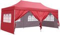 10x20 Ft Pop up Canopy Party Wedding Gazebo Tent Shelter with Removable Side Walls White Home & Garden > Lawn & Garden > Outdoor Living > Outdoor Structures > Canopies & Gazebos outdoor basic Red with 6 walls  