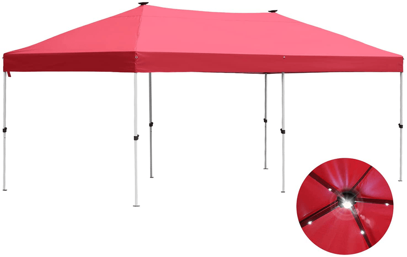 10x20 Pop up Canopy Solar Power Led Light Party Wedding Gazebo Tent with Removable Sidewalls White Home & Garden > Lawn & Garden > Outdoor Living > Outdoor Structures > Canopies & Gazebos outdoor basic Red  