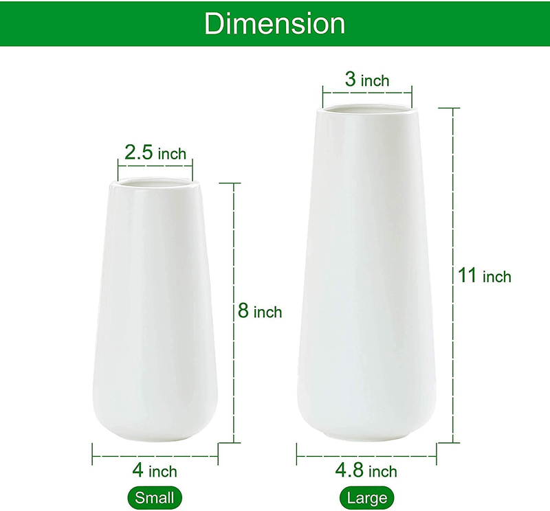 11 Inch Matte White Ceramic Flower Vase for Home Décor, Design Box Package, VS-MAT-W-11 Home & Garden > Decor > Vases D'vine Dev   