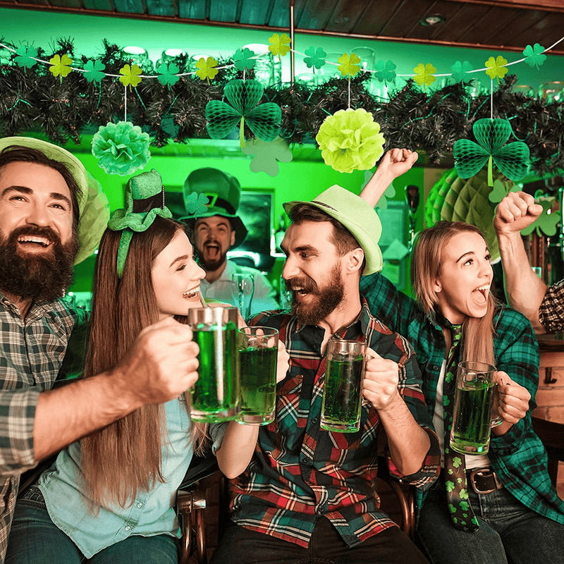 11 Pieces St. Patricks Day Decorations, Green Shamrock Hanging Paper Fan Tissue Pompoms Shamrock Clover Garlands Lucky Glitter Tissue Hanging Decor for St. Patricks Party Irish Party Home Decorations Arts & Entertainment > Party & Celebration > Party Supplies Chinco   