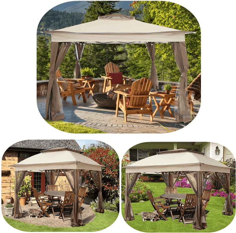 11'x11' Pop-Up Gazebo Tent Outdoor Canopy Shelter with Mosquito Netting Shade Folding Shelter Tent Patio and Lawn Cool Spot Gazebo Tent Home & Garden > Lawn & Garden > Outdoor Living > Outdoor Structures > Canopies & Gazebos Grassy   