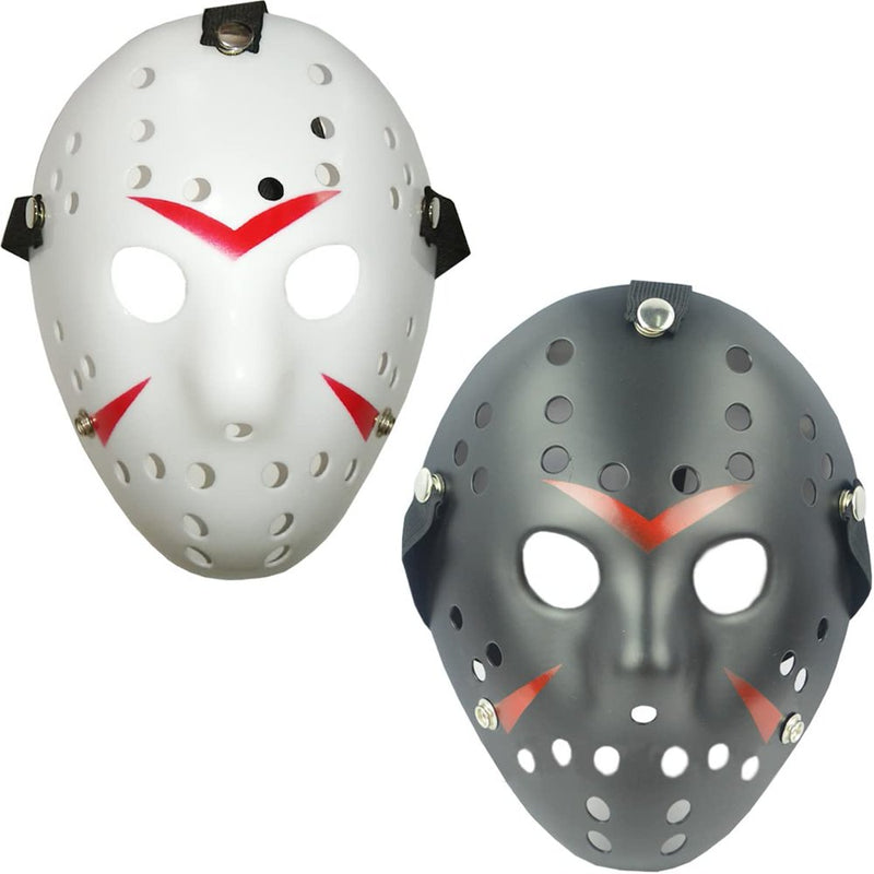 TIHOOD 2PCS Costume Jason Mask Cosplay Halloween Masquerade Party Horror Mask Christmas for Men and Adults (Black,White) Apparel & Accessories > Costumes & Accessories > Masks CP   