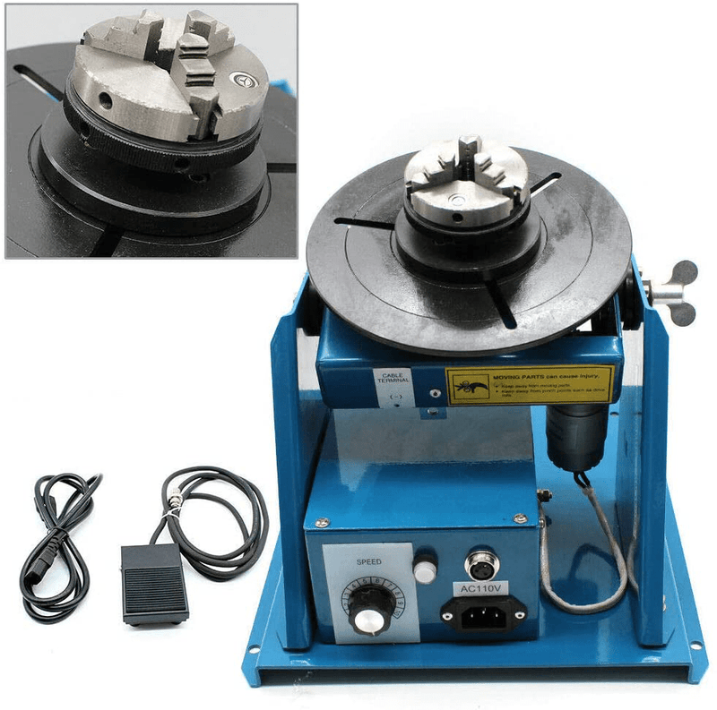110V Rotary Welding Positioner Turntable Table Mini 2.5" 3 Jaw Lathe Chuck 180mm Portable Welder Positioner Turntable Machine Equipment 2-10 r/min Adjustable Speed Hardware > Tool Accessories > Welding Accessories TUQI Default Title  