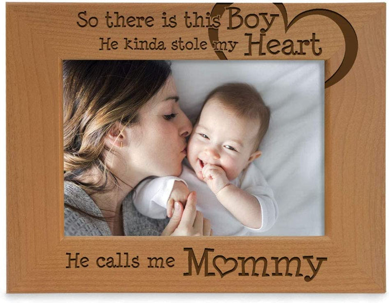 KATE POSH so There Is This Boy He Calls Me Mommy - Natural Engraved Wood Photo Frame - Mother and Son Gifts, Mother'S Day, Best Mom Ever, New Baby, New Mom (4X6-Vertical) Home & Garden > Decor > Picture Frames KATE POSH 4x6-Horizontal  