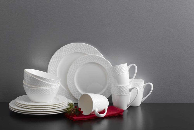 Mikasa Trellis 16 Piece Dinnerware Set, Service for 4, White Home & Garden > Kitchen & Dining > Tableware > Dinnerware Mikasa   