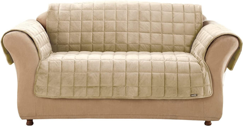 Surefit Deluxe Microban Sofa Furniture Cover, Quilted Velvet Polyester, Machine Washable, Ivory Home & Garden > Decor > Chair & Sofa Cushions SureFit Ivory Loveseat 
