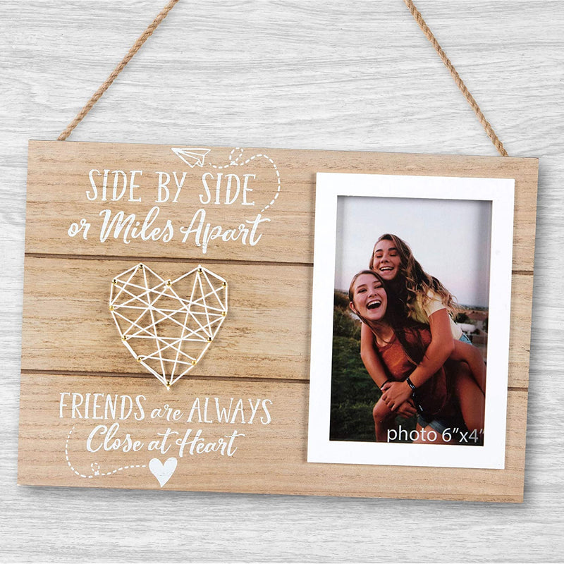 Best Friends Picture Frame Gift - Long Distance Friendship Gifts for BFF - Friend Birthday Gifts for Women, BFF, Bestfriend, Besties - Side by Side or Miles Apart - 6X4 Inches Cute Photo Home & Garden > Decor > Picture Frames Hendson   