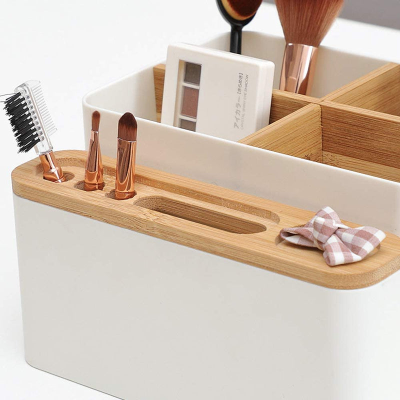Poeland Desktop Storage Box Pencil Pen Holder Makeup Brushes Organizer for Office Supplies, Vanity Table, Home