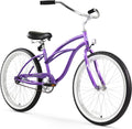 Firmstrong Urban Lady Beach Cruiser Bicycle (24-Inch, 26-Inch, and Ebike) Sporting Goods > Outdoor Recreation > Cycling > Bicycles Firmstrong Purple w/ Black Seat 13 inch / Medium 