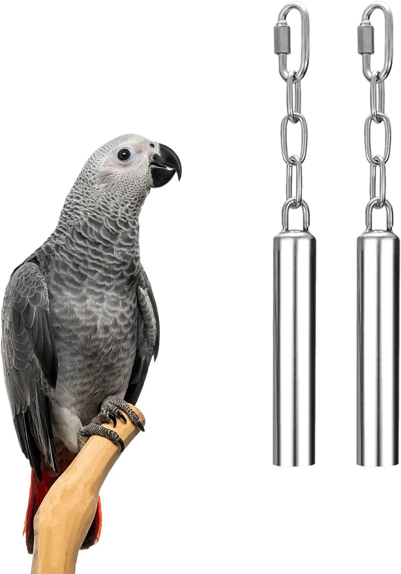 Stainless Steel Bell Toy Bird Cage Hanging Bite Toy for Parrot Parakeet Budgie Cockatiel Conure African Greys (2 PCS-L) Animals & Pet Supplies > Pet Supplies > Bird Supplies > Bird Toys Wontee 2 PCS-L  