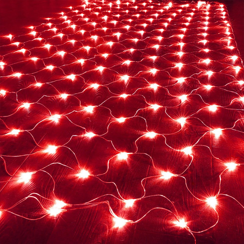 LED Net Mesh String Fairy Lights 200 Leds, 6.56 Ft X 9.84 Ft,8 Modes, Blue Outdoor Transparency String Lights Waterproof Christmas Decorative Lights for Christmas Tree, Holiday, Party, Wedding Home & Garden > Lighting > Light Ropes & Strings MORTTIC Red  
