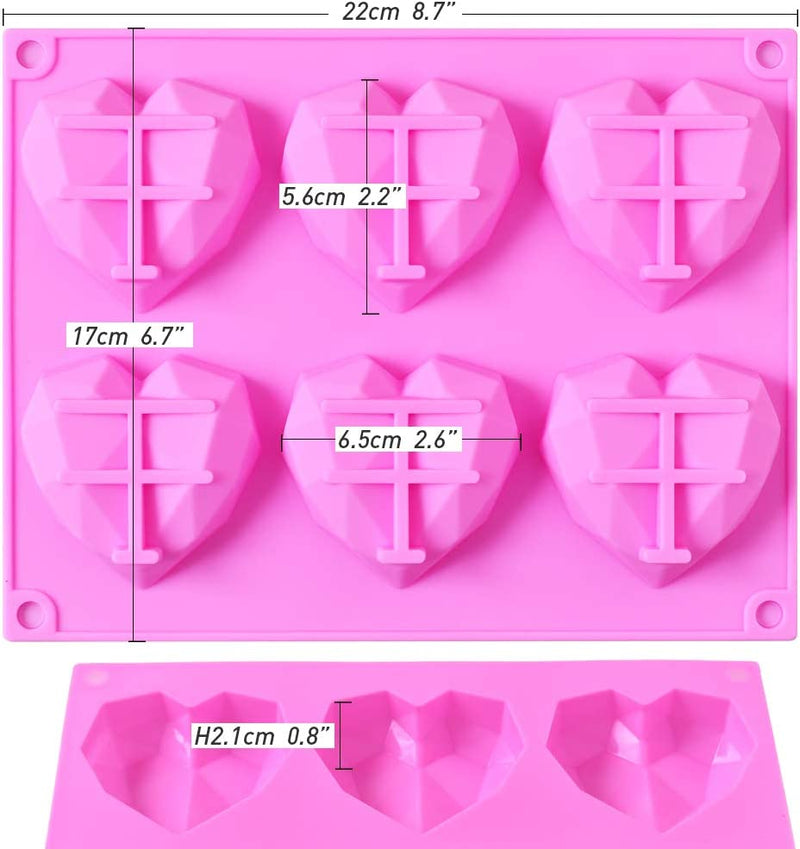 Cozihom Diamond Heart Shape Silicone Molds, Non-Stick, BPA Free, Silicone Heart Molds for Cake Baking, Chocolate, Dessert, Jelly, Ice Cube and Homemade Soap, 2 Pack Home & Garden > Kitchen & Dining > Cookware & Bakeware Cozihom   