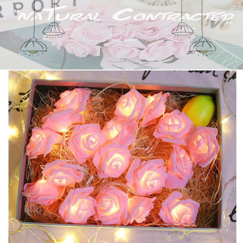 118In 20 LED White Rose Flower Fairy String Lights for Valentine'S, Wedding, Bedroom, Christmas, Indoor Outdoor Decor Home & Garden > Decor > Seasonal & Holiday Decorations Balleen.e 59" Pink 