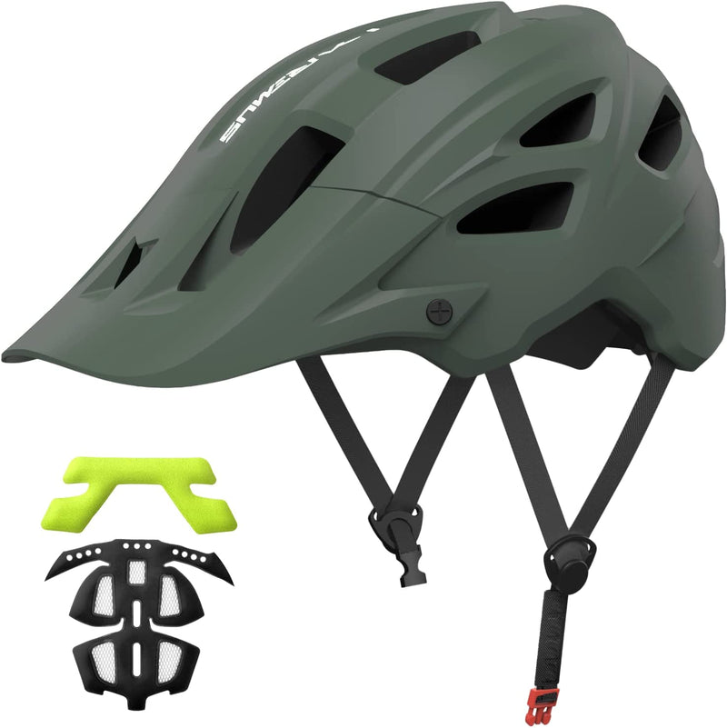 Extremus Aerolander Mountain Bike Helmet, Certified Bike Helmets for Adults Men Women, One-Piece Construction Road Cycling Helmet, MTB Lightweight Bicycle Helmet with Visor & Safety Rear Light Sporting Goods > Outdoor Recreation > Cycling > Cycling Apparel & Accessories > Bicycle Helmets Extremus Stryker Green S/M(21.3-22.8in/54-58CM) 