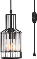 YLONG-ZS Hanging Lamps Swag Lights Plug in Pendant Light with On/Off Switch Wire Caged Hanging Pendant Lamp,Bronze Finish with Amber Glass Inner Shade Home & Garden > Lighting > Lighting Fixtures YLONG-ZS YL-101B-Black  