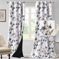 H.VERSAILTEX 100% Blackout Curtains 84 Inch Length 2 Panels Set Cattleya Floral Printed Drapes Leah Floral Thermal Curtains for Bedroom with Black Liner Sound Proof Curtains, Navy and Taupe Home & Garden > Decor > Window Treatments > Curtains & Drapes H.VERSAILTEX Grey/Taupe 52"W x 108"L 