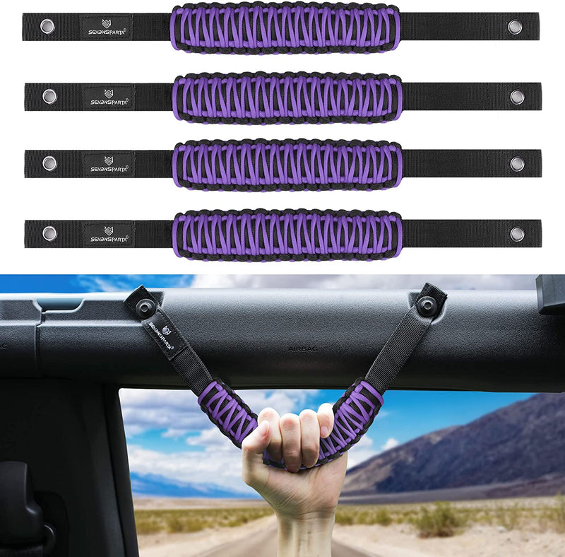 Seven Sparta 4 Pack Roll Bar Grab Handles Compatible with Ford Bronco 2021 2022 2/4 Door, Paracord Grip Handle, Bronco Interior Accessories (Not Fit Bronco Sport) Sporting Goods > Outdoor Recreation > Winter Sports & Activities LS-1103 Purple  