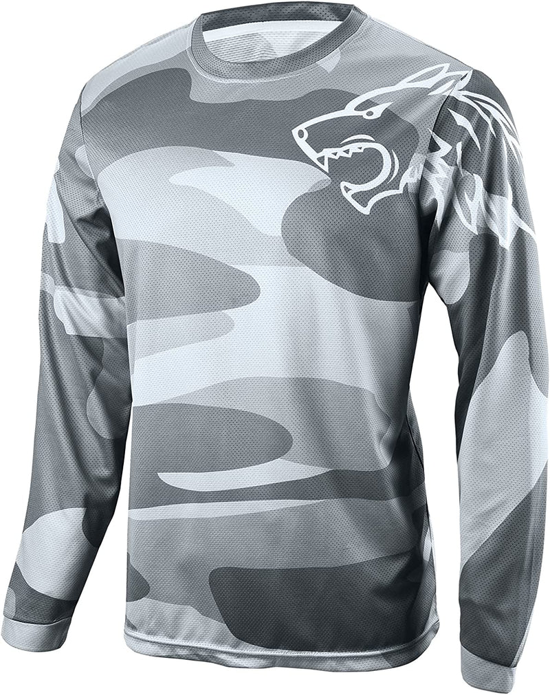 Men'S Mountain Bike Shirts Long Sleeve MTB Off-Road Motocross Jersey Quick Dry&Moisture-Wicking