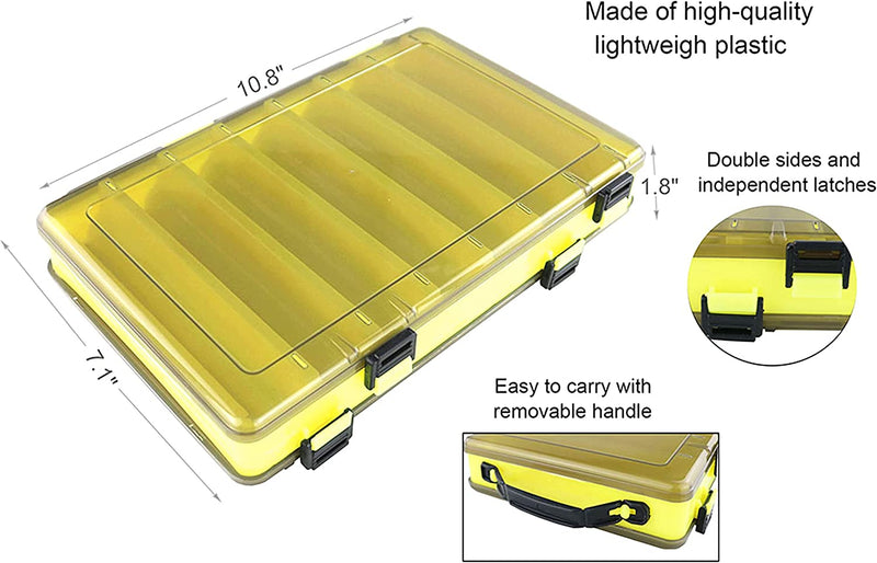 Greeogin Lure Lock Tackle Box Two-Sided Large Capacity 14 Compartments High Strength Plastic Fishing Lure Box Organizer,Fishing Bait Tackle Storage Case Sporting Goods > Outdoor Recreation > Fishing > Fishing Tackle Desheng   
