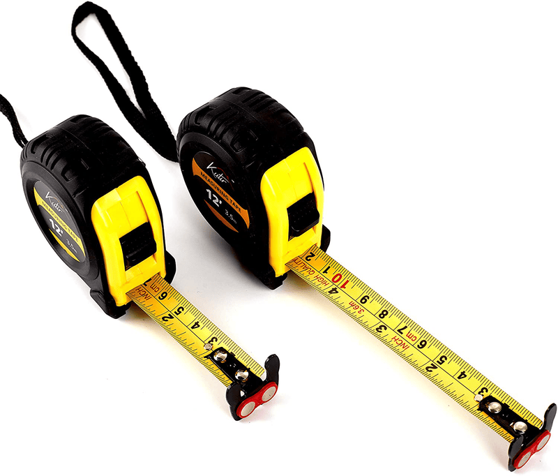 12 Foot Measuring Tape Measure by Kutir - Easy to Read Both Side Dual Ruler, Retractable, Heavy Duty, Magnetic Hook, Metric, Inches and Imperial Measurement, Shock Absorbent Rubber Case Hardware > Tools > Measuring Tools & Sensors Kutir   
